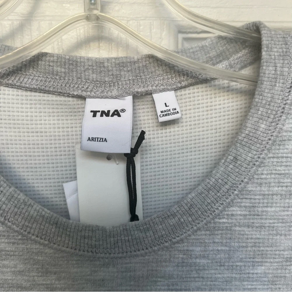 Aritzia Light Gray Long Sleeve Dress Soft-brushed jersey maxi dress size Large - Picture 3 of 8